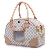 NNEDSZ Portable Pet Travel Bag - Anti-Crush Dog Carrier for Outdoor Trips (L-42x29x18cm, White Color)