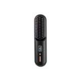 NNEDSZ Black Rechargeable Portable Ionic Hair Straightening Comb - USB Wireless Travel Hair Style