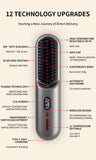 NNEDSZ Black Rechargeable Portable Ionic Hair Straightening Comb - USB Wireless Travel Hair Style