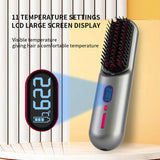 NNEDSZ Gray Rechargeable Portable Ionic Hair Straightening Comb - USB Wireless Travel Hair Style