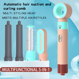NNEDSZ Pink 5-in-1 Multifunctional Hair Styler - Automatic Hair Curling & Straightening Hot Air Brush