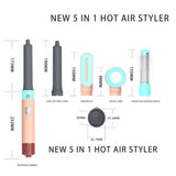 NNEDSZ Pink 5-in-1 Multifunctional Hair Styler - Automatic Hair Curling & Straightening Hot Air Brush