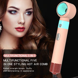 NNEDSZ Pink 5-in-1 Multifunctional Hair Styler - Automatic Hair Curling & Straightening Hot Air Brush