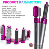NNEDSZ Pink 5-in-1 Hot Air Styler - Automatic Hair Curling and Straightening Brush with Leafless Dryer