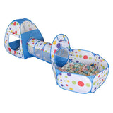 NNEDSZ Blue 3-in-1 Kids Play Tent Set - Foldable Indoor/Outdoor Tunnel and Ball Pit with Fence