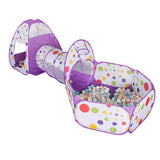 NNEDSZ Purple 3-in-1 Kids Play Tent Set - Foldable Indoor/Outdoor Tunnel and Ball Pit with Fence
