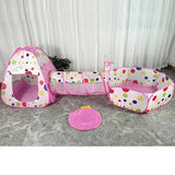 NNEDSZ Pink 3-in-1 Kids Play Tent Set - Foldable Indoor/Outdoor Tunnel and Ball Pit with Fence