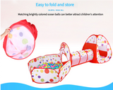 NNEDSZ Pink 3-in-1 Kids Play Tent Set - Foldable Indoor/Outdoor Tunnel and Ball Pit with Fence