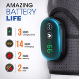 NNEDSZ Gray Rechargeable Heated Shoulder Massager with LED Display - Adjustable Compression Wrap for Pain Relief and Relaxation