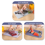 NNEDSZ Double-Sided Antibacterial Kitchen Chopping Board Set with Non-Slip Base and Food-Specific Tabs - 3-Piece Set