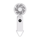 NNEDSZ White Portable Handheld Fan with 2000mAh Battery - 3-in-1 Design for Desk, Handheld, and Hanging Use (Model Q3)