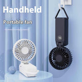 NNEDSZ White Portable Handheld Fan with 2000mAh Battery - 3-in-1 Design for Desk, Handheld, and Hanging Use (Model Q3)