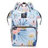 NNEDSZ Large Capacity Multi-Functional Baby Diaper Backpack - Stylish and Travel-Friendly Mummy Bag  floral Blue