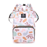 NNEDSZ Large Capacity Multi-Functional Baby Diaper Backpack - Stylish and Travel-Friendly Mummy Bag Geometric Orange
