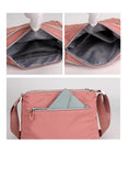 NNEDSZ Lightweight Nylon Crossbody Shoulder Bag - Light Blue, Adjustable Strap, Multi-Pocket Design
