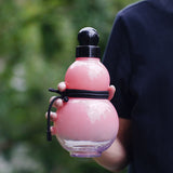 NNEDSZ 32oz Black Myth Wukong Inspired Gourd Water Plastic Pink Bottle - Decorative Double-Layer Flask with Calligraphy and Accessories