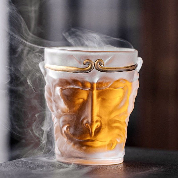 NNEDSZ 4 PCS Black Myth Wukong Crystal Glass Cup - Frosted with Gold Detailing