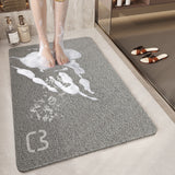 NNEDSZ Cat Head Gray Non-Slip Loofah-Style Bathroom Mat -Quick-Dry and Soft 40*60cm
