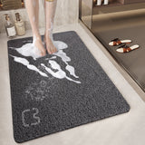 NNEDSZ Cat Head Black Non-Slip Loofah-Style Bathroom Mat - Quick-Dry and Soft 40*80cm