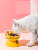 NNEDSZ Ceramic Elevated Pet Food Bowl - Cute Banana Pattern Design for Cats and Small Dogs
