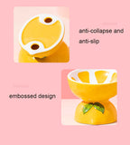 NNEDSZ Ceramic Elevated Pet Food Bowl - Cute Banana Pattern Design for Cats and Small Dogs