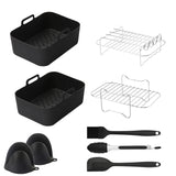 NNEDSZ 9-Piece Air Fryer Accessories Set - Silicone Liners, Grill Racks, Cooking Tools