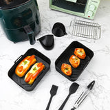 NNEDSZ 9-Piece Air Fryer Accessories Set - Silicone Liners, Grill Racks, Cooking Tools