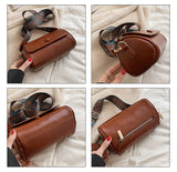 NNEDSZ Coffee Vintage PU Leather Shoulder Bag with Adjustable Strap - Compact and Stylish