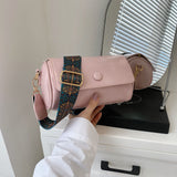 NNEDSZ Pink Vintage PU Leather Shoulder Bag with Adjustable Strap - Compact and Stylish