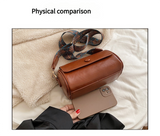 NNEDSZ Pink Vintage PU Leather Shoulder Bag with Adjustable Strap - Compact and Stylish