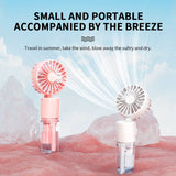 NNEDSZ Portable 4-Speed Mini Spray Fan with Moisturizing Function - F2 Black (2PCS)