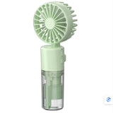 NNEDSZ Portable 4-Speed Mini Spray Fan with Moisturizing Function - F2 Green (2PCS)