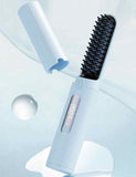 NNEDSZ Cordless Hair Straightener Brush with Adjustable Temperature - Blue