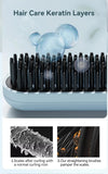 NNEDSZ Cordless Hair Straightener Brush with Adjustable Temperature - Blue