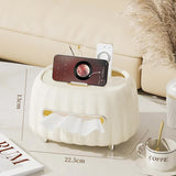 NNEDSZ Multi-Functional Tissue Box Organizer with Storage Compartments - Beige
