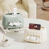 NNEDSZ Multi-Functional Tissue Box Organizer with Storage Compartments - Beige