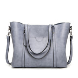 NNEDSZ Elegant PU Leather Tote Bag with Detachable Strap - Light Blue