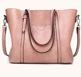 NNEDSZ Elegant PU Leather Tote Bag with Detachable Strap - Pink