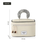 NNEDSZ Portable Waterproof Cosmetic Bag with Handle - Cream White