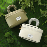 NNEDSZ Portable Waterproof Cosmetic Bag with Handle - Cream White