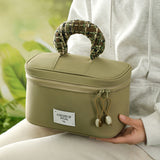 NNEDSZ Portable Waterproof Cosmetic Bag with Handle - Pale Green