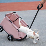 NNEDSZ Black Foldable Pet Travel Wagon for Small Dogs - Lightweight and Portable