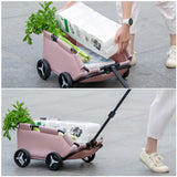 NNEDSZ Blue Foldable Pet Travel Wagon for Small Dogs - Lightweight and Portable