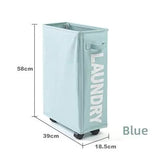 NNEDSZ Rolling Laundry Basket with Wheels - 42L Capacity, Blue, 39*18.5*58CM