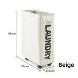 NNEDSZ Rolling Laundry Basket with Wheels - 42L Capacity, Beige, 39*18.5*58CM