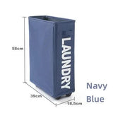 NNEDSZ Rolling Laundry Basket with Wheels - 42L Capacity, Navy Blue, 39*18.5*58CM