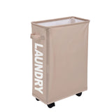 NNEDSZ Rolling Laundry Basket with Wheels - 42L Capacity, Coffee, 39*18.5*58CM