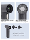 NNEDSZ White Portable High-Speed Turbo Fan with 2000mAh Battery and Multiple Attachments