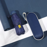 NNEDSZ Navy Blue Compact 5-Fold Umbrella with UV Protection, Wind Resistance, and Travel-Friendly Design