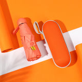 NNEDSZ Orange Compact 5-Fold Umbrella with UV Protection, Wind Resistance, and Travel-Friendly Design